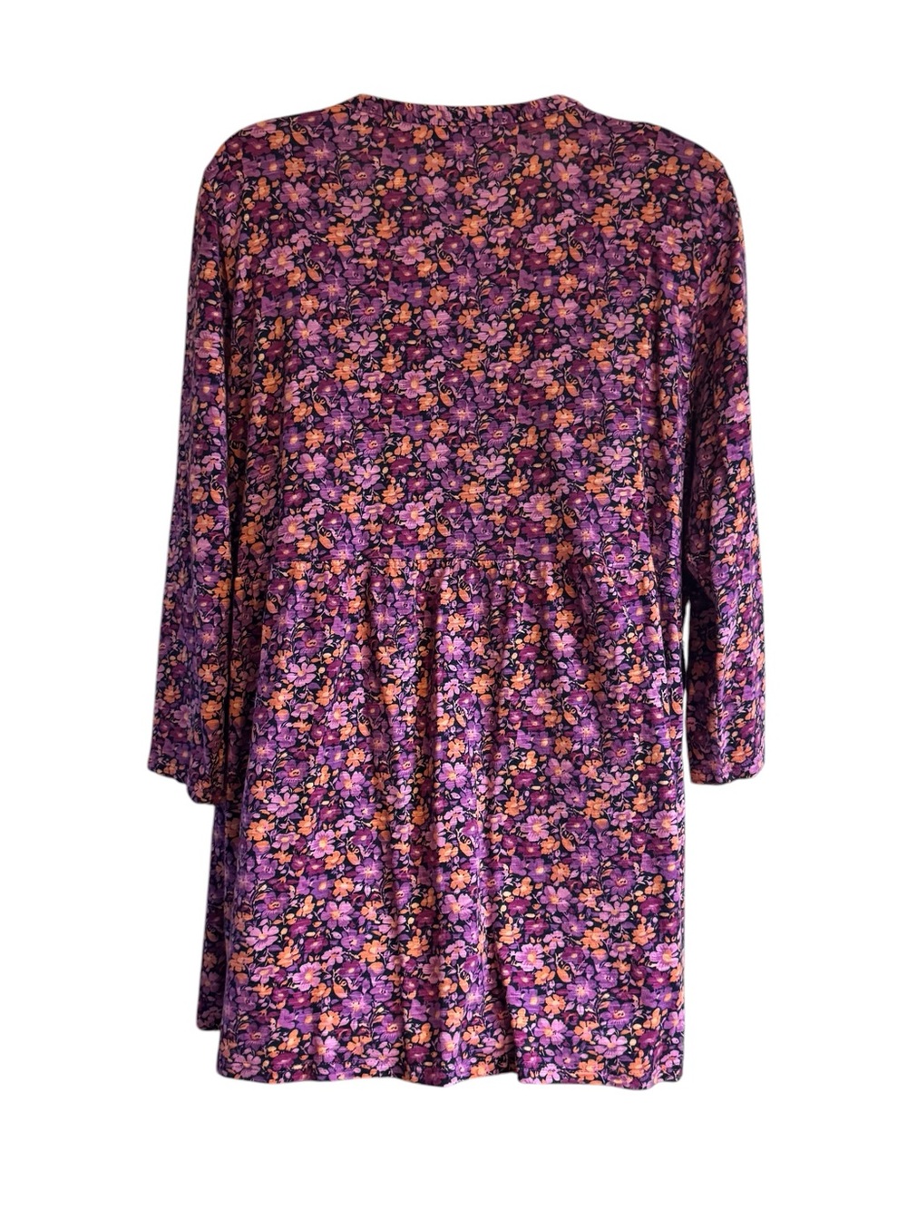 J. JILL Purple Pink Floral Button-Front Peasant Top LARGE   #V - Picture 5 of 8